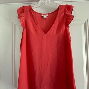 J. Crew Factory Coral Ruffled Sleeveless Tank Top